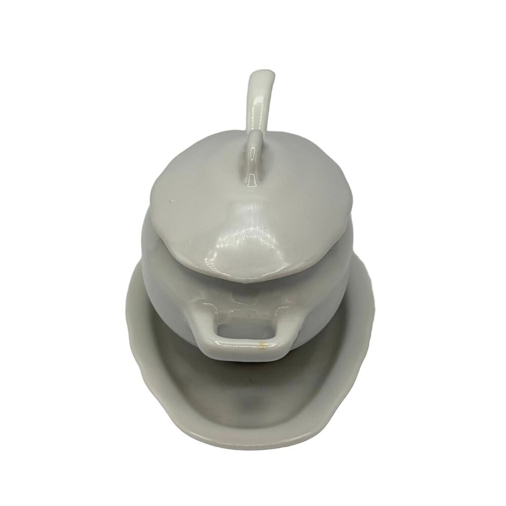 Vintage White Ceramic Mini Tureen With Ladle